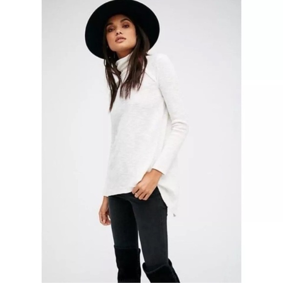 Free People |We The Free Women’s Medium White Split Back Cowl Neck Tunic - Picture 1 of 16